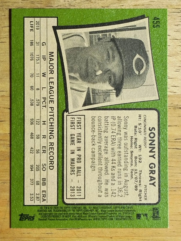 2020 Topps Heritage #455 Sonny Gray SP