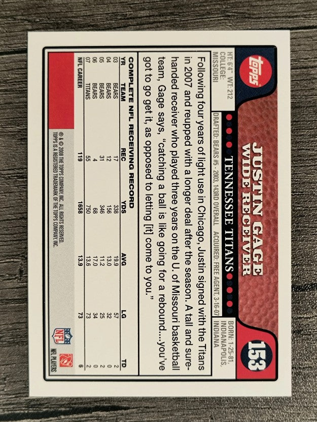 2008 Topps #153 Justin Gage