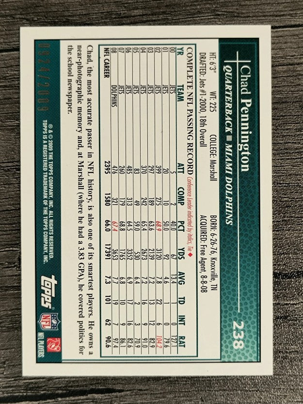 2009 Topps Gold #238 Chad Pennington