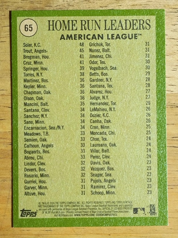 2020 Topps Heritage #65 Jorge Soler/Alex Bregman/Nelson Cruz/Mike Trout LL