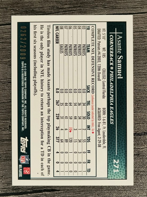 2009 Topps Gold #271 Asante Samuel