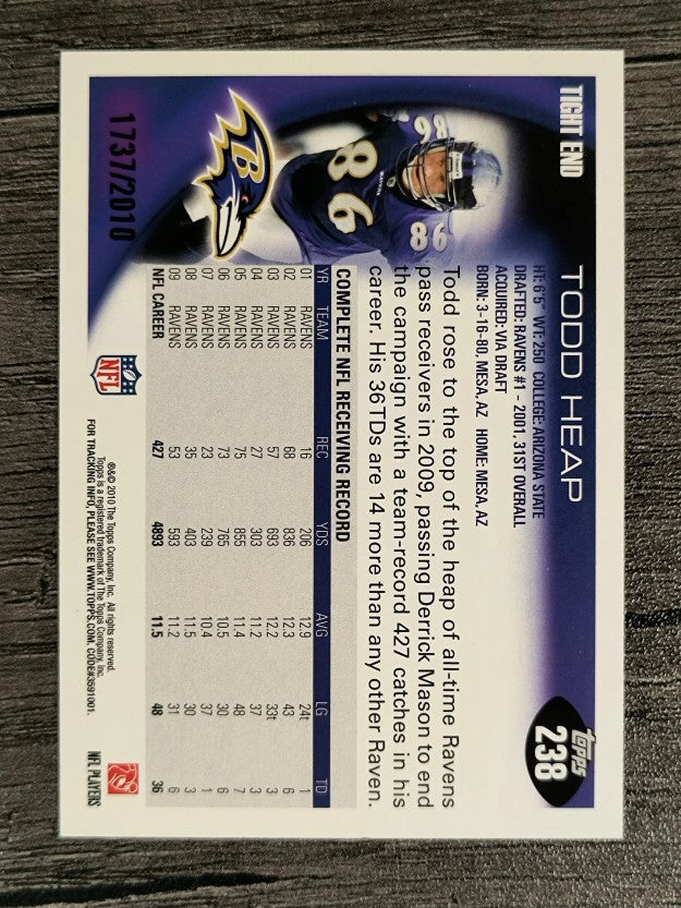 2010 Topps Gold #238 Todd Heap (NM)