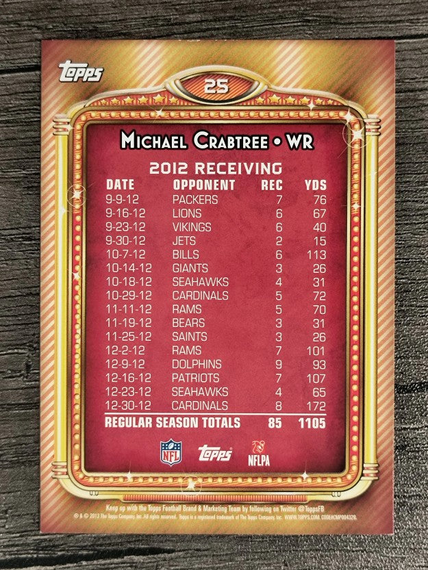 2013 Topps 1000 Yard Club #25 Michael Crabtree