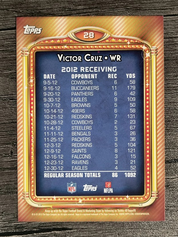 2013 Topps 1000 Yard Club #28 Victor Cruz