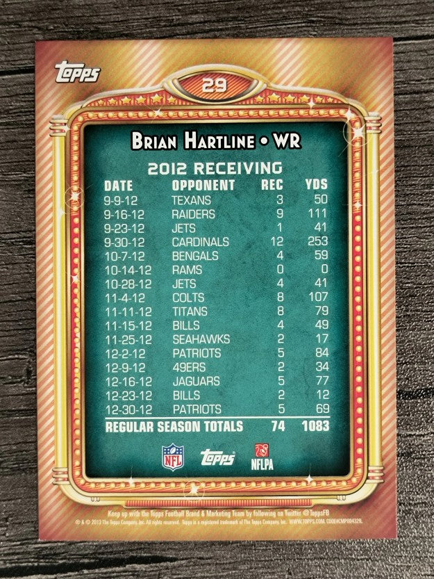 2013 Topps 1000 Yard Club #29 Brian Hartline
