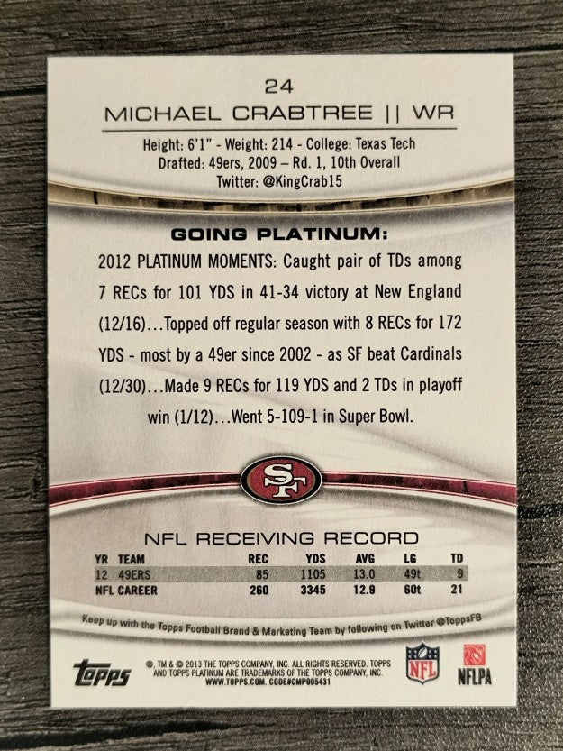 2013 Topps Platinum #24 Michael Crabtree