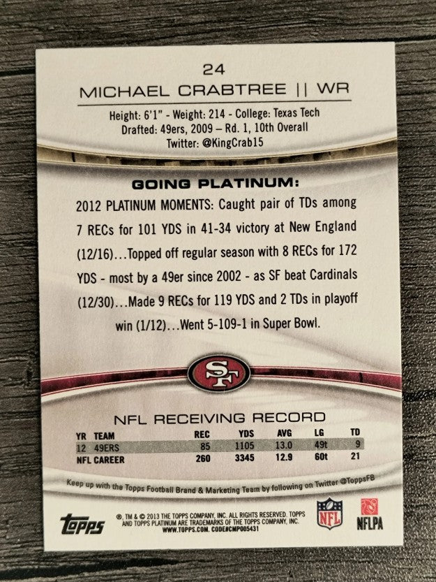 2013 Topps Platinum #24 Michael Crabtree