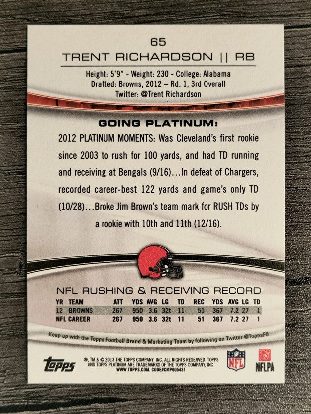 2013 Topps Platinum #65 Trent Richardson