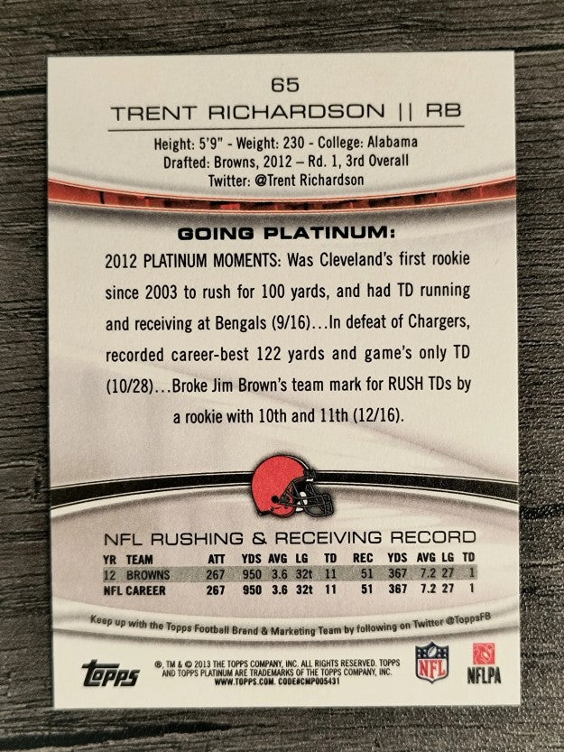 2013 Topps Platinum #65 Trent Richardson