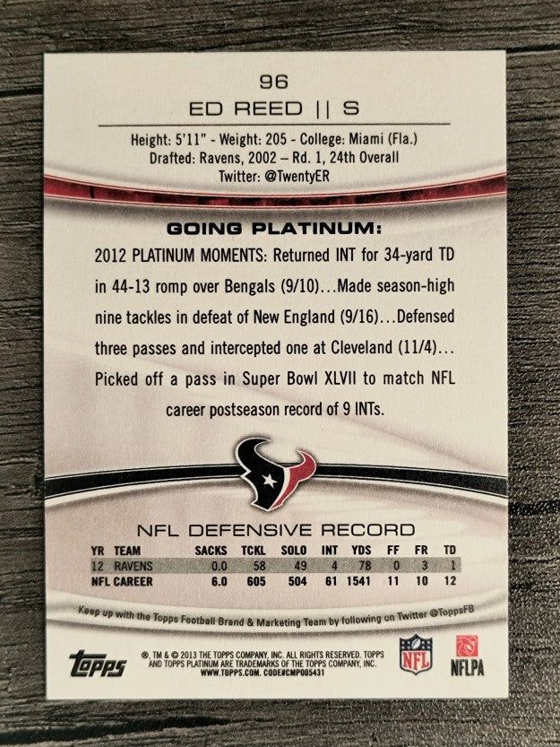 2013 Topps Platinum #96 Ed Reed