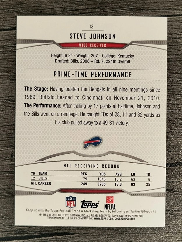 2013 Topps Prime Retail #13 Steve Johnson