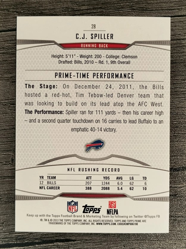 2013 Topps Prime Retail #28 C.J. Spiller