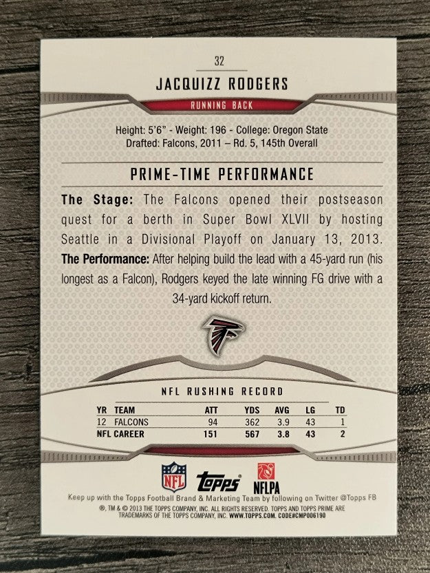2013 Topps Prime Retail #32 Jacquizz Rodgers