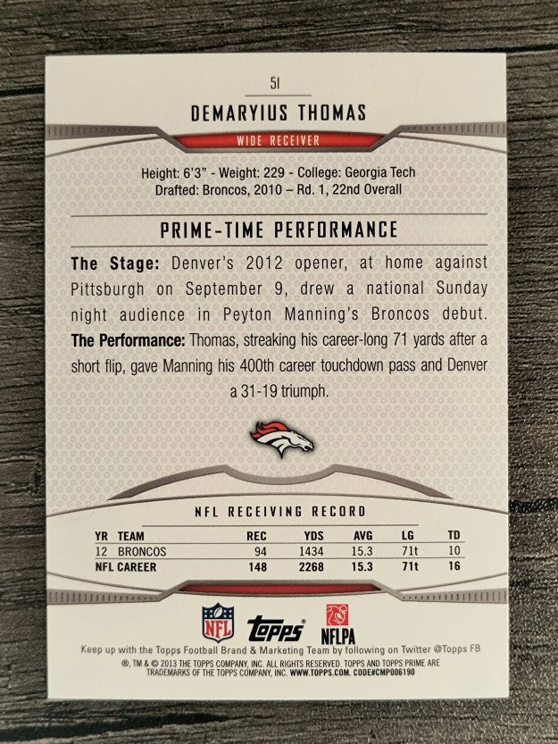 2013 Topps Prime Retail #51 Demaryius Thomas