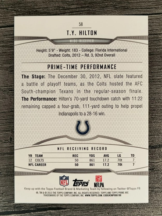 2013 Topps Prime Retail #58 T.Y. Hilton