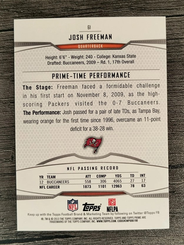 2013 Topps Prime Retail #61 Josh Freeman