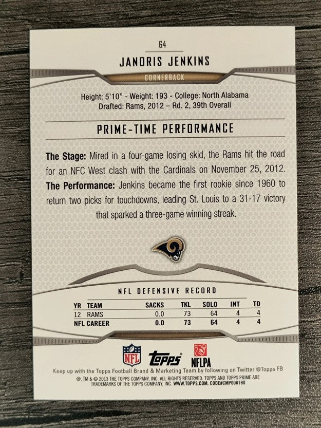 2013 Topps Prime Retail #64 Janoris Jenkins