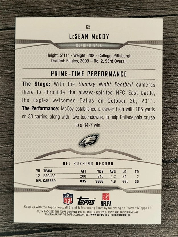 2013 Topps Prime Retail #65 LeSean McCoy