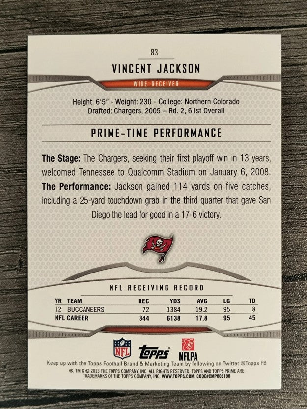 2013 Topps Prime Retail #83 Vincent Jackson