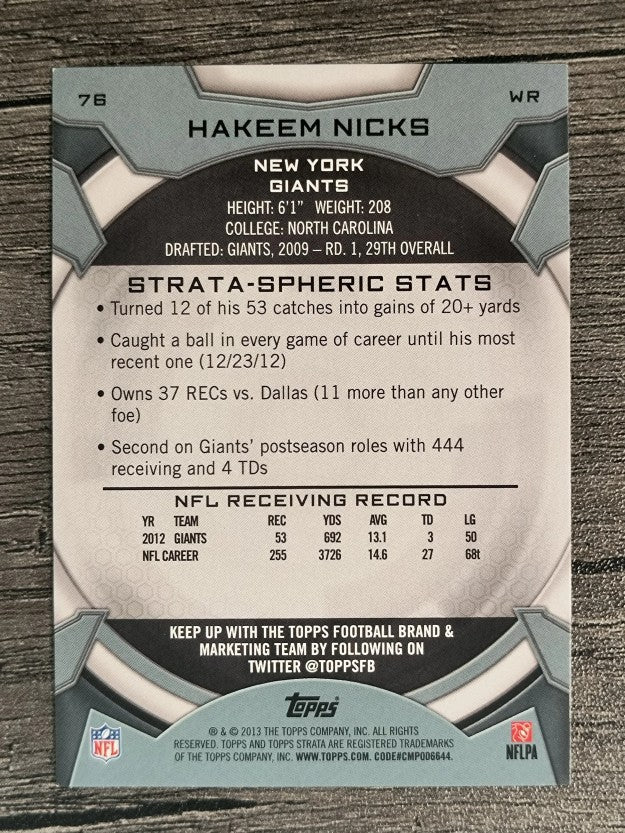 2013 Topps Strata Retail #76 Hakeem Nicks