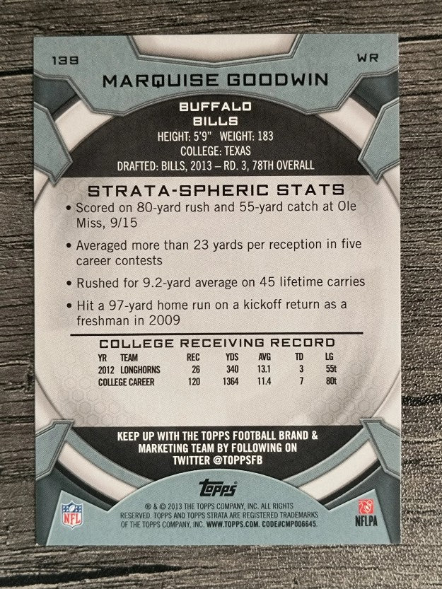 2013 Topps Strata Retail #139 Marquise Goodwin RC