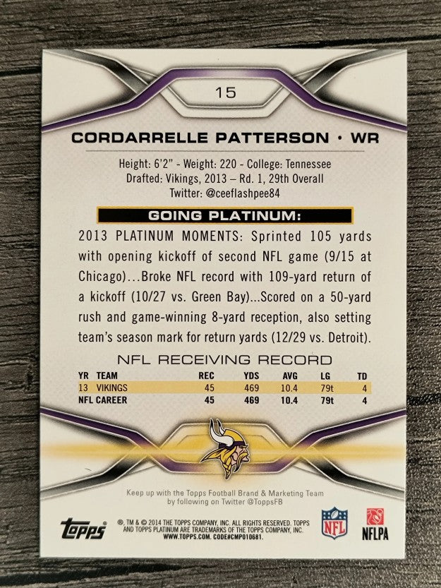 2014 Topps Platinum #15 Cordarrelle Patterson