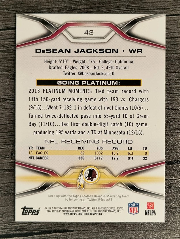 2014 Topps Platinum Blue Wave Refractors #42 DeSean Jackson