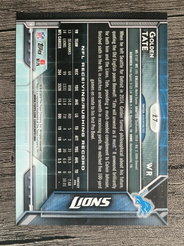 2015 Topps #27 Golden Tate