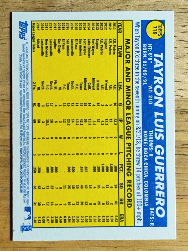 2019 Topps Heritage #719 Tayron Guerrero SP