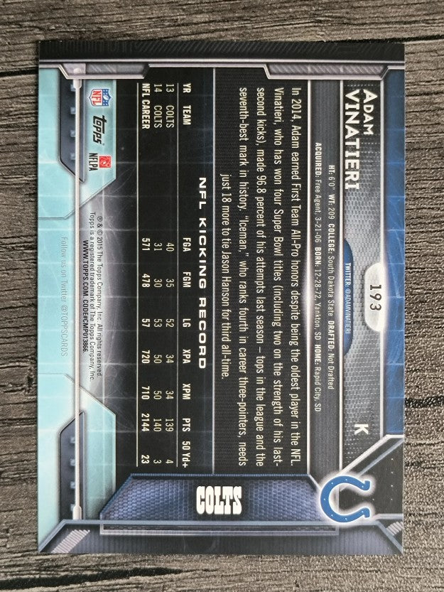 2015 Topps #193 Adam Vinatieri