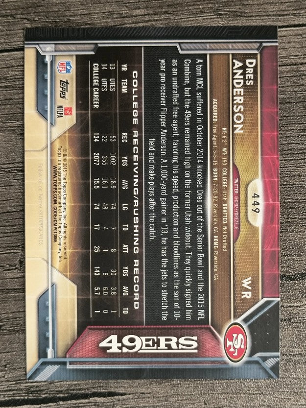 2015 Topps #449 Dres Anderson RC