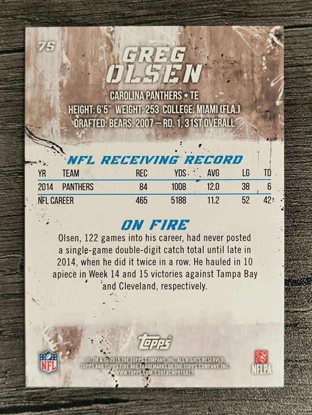 2015 Topps Fire #75 Greg Olsen