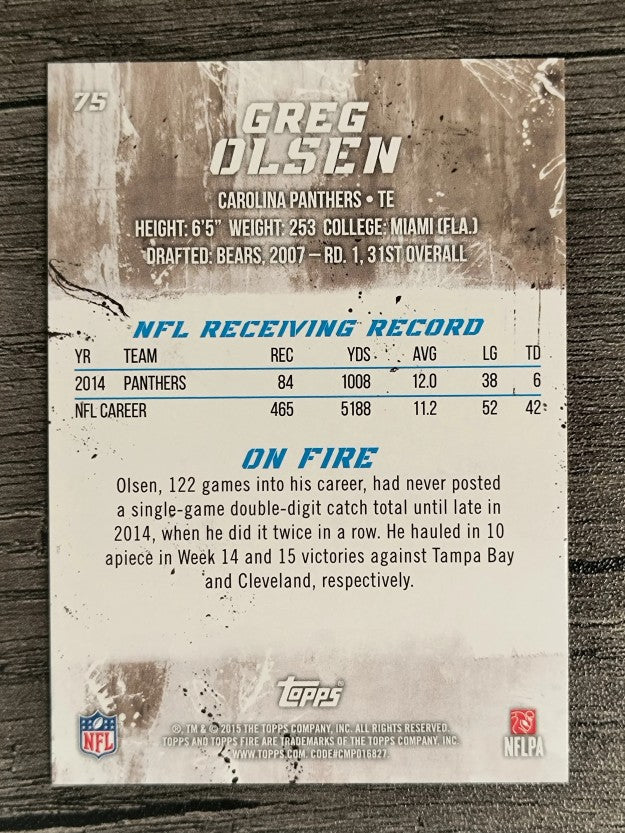 2015 Topps Fire Silver #75 Greg Olsen