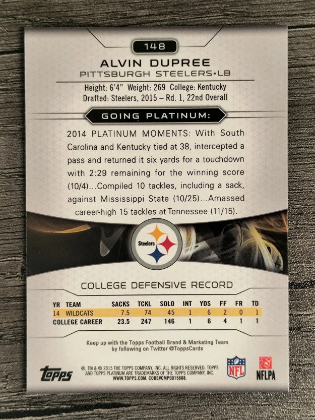2015 Topps Platinum #148 Alvin Dupree RC