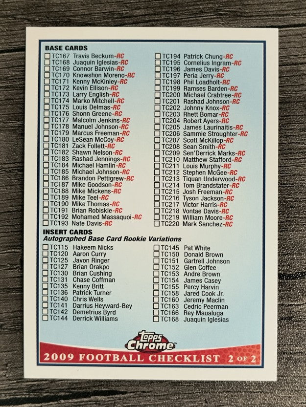 2009 Topps Chrome Checklists #2 TC167-Chicle Cards