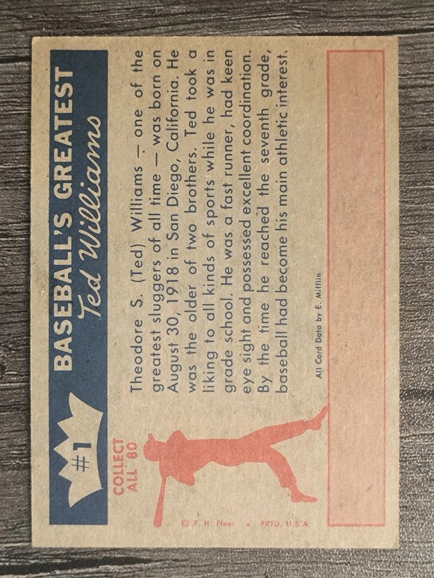 1959 Fleer Ted Williams #1 The Early Years (EXMT)