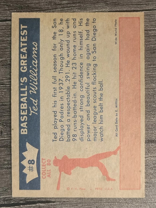 1959 Fleer Ted Williams #8 1937 First Full Season (EXMT)