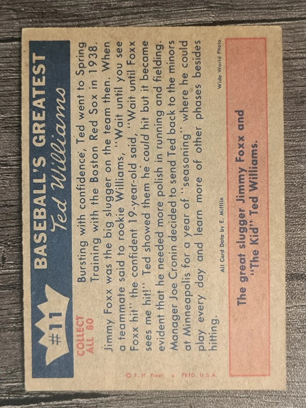 1959 Fleer Ted Williams #11 Ted Williams/Jimmie Foxx (EX)