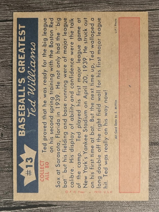 1959 Fleer Ted Williams #13 1939 Shows Will Stay (NM)