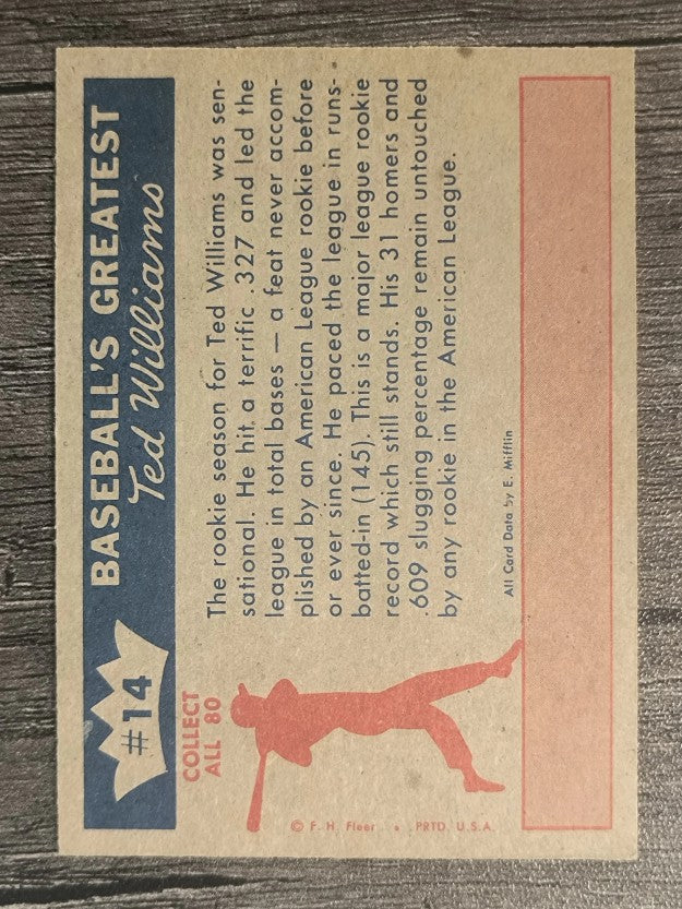 1959 Fleer Ted Williams #14 Outstanding Rookie '39 (NM)