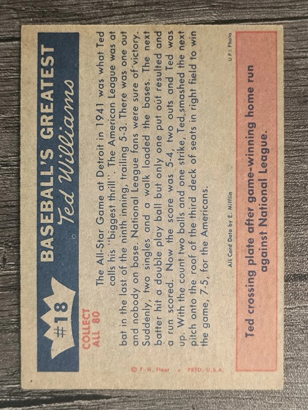 1959 Fleer Ted Williams #18 1941 All Star Hero (EXMT)