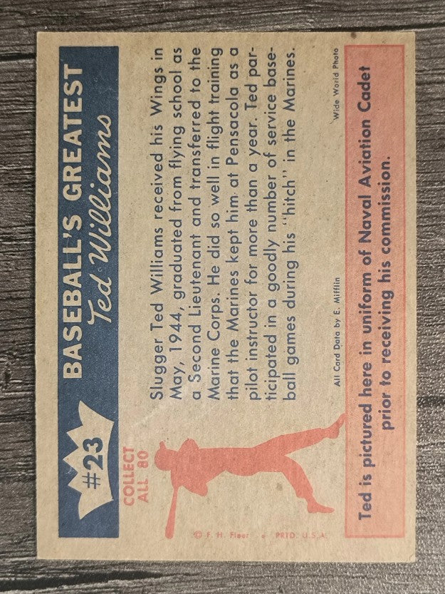 1959 Fleer Ted Williams #23 Williams Wins Wings (NMMT)