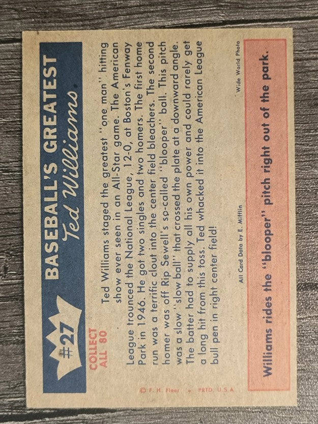 1959 Fleer Ted Williams #27 7/9/46 One Man Show (NM)