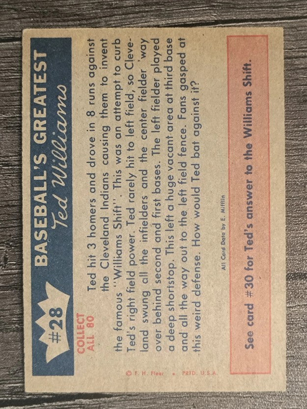 1959 Fleer Ted Williams #28 The Williams Shift (EXMT)