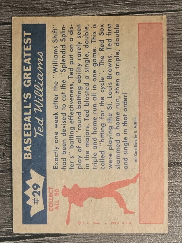 1959 Fleer Ted Williams #29 Ted Hits for Cycle (NM)