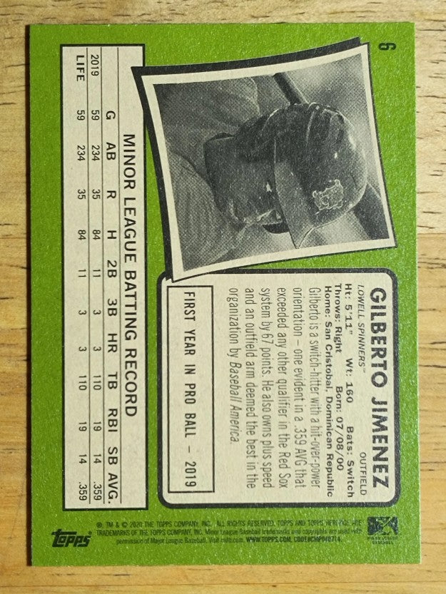 2020 Topps Heritage Minors #6 Gilberto Jimenez