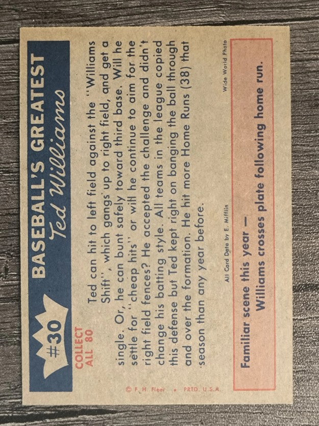 1959 Fleer Ted Williams #30 Beating Williams Shift (EXMT)