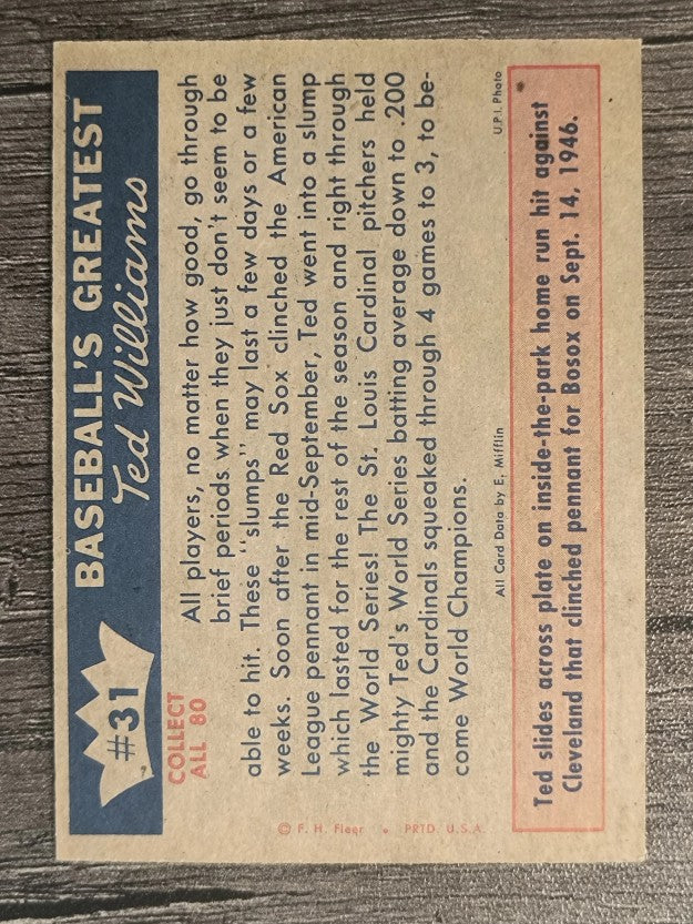 1959 Fleer Ted Williams #31 Sox Lose Series (EXMT)