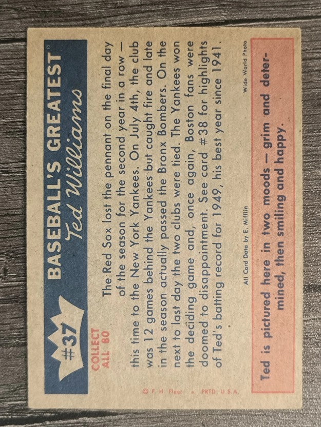 1959 Fleer Ted Williams #37 1949 Sox Miss Again (EX)