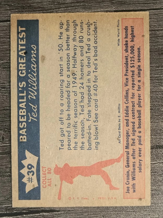 1959 Fleer Ted Williams #39 1950 Great Start (EXMT)